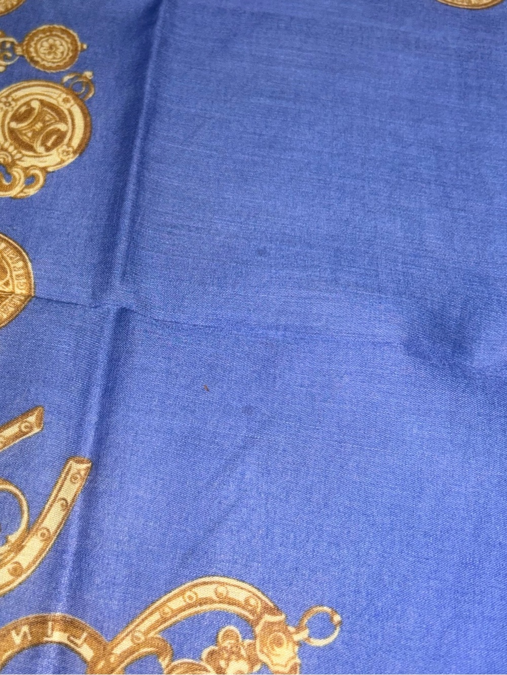 Vintage Celine Blue Cotton Handkerchief with Gold Medallion Design - Picture 11 of 11